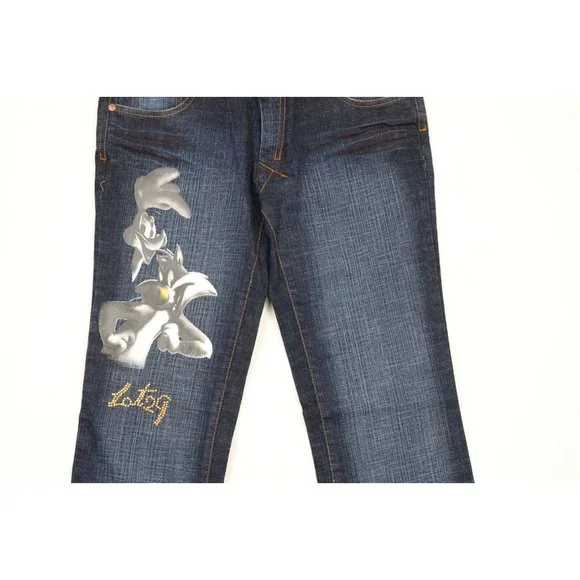 NOS Vintage Y2K Lot 29 Womens Size 9 Looney Tunes Wide Leg Flared Denim Jeans